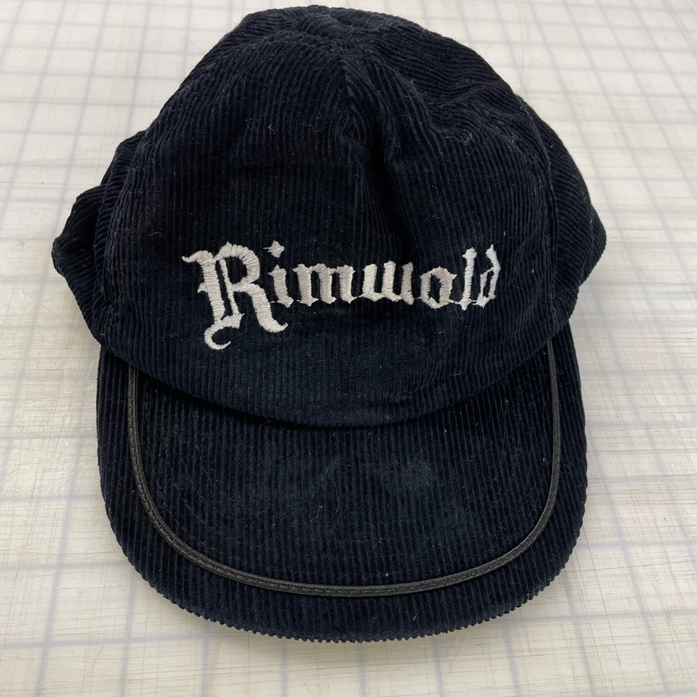 Vintage Rim wold Snapback Hat Trucker Cap Corduroy Cord Blue 80s USA